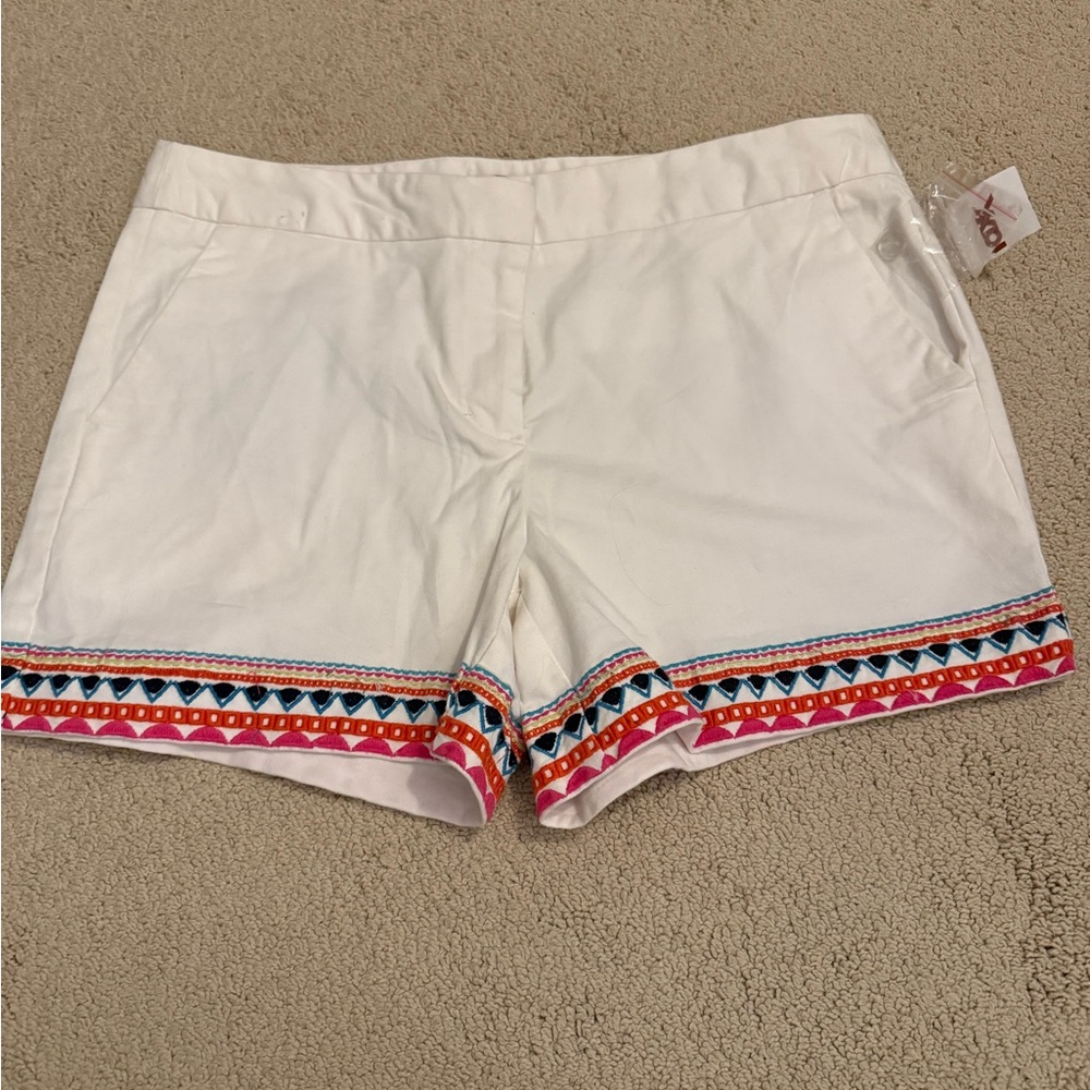 Cynthia Rowley White Shorts with Colorful Embroidery